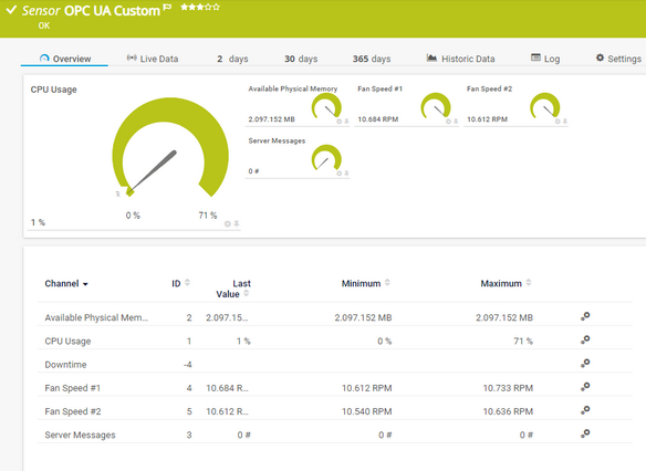 OPC UA Custom Sensor OPC UA Custom Sensor