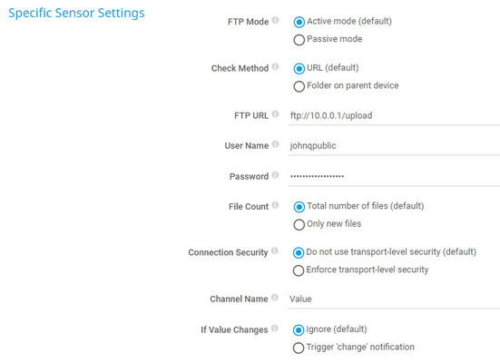 Specific Sensor Settings Specific Sensor Settings