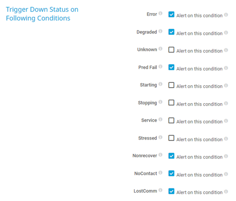 Trigger Down Status on Following Conditions Trigger Down Status on Following Conditions